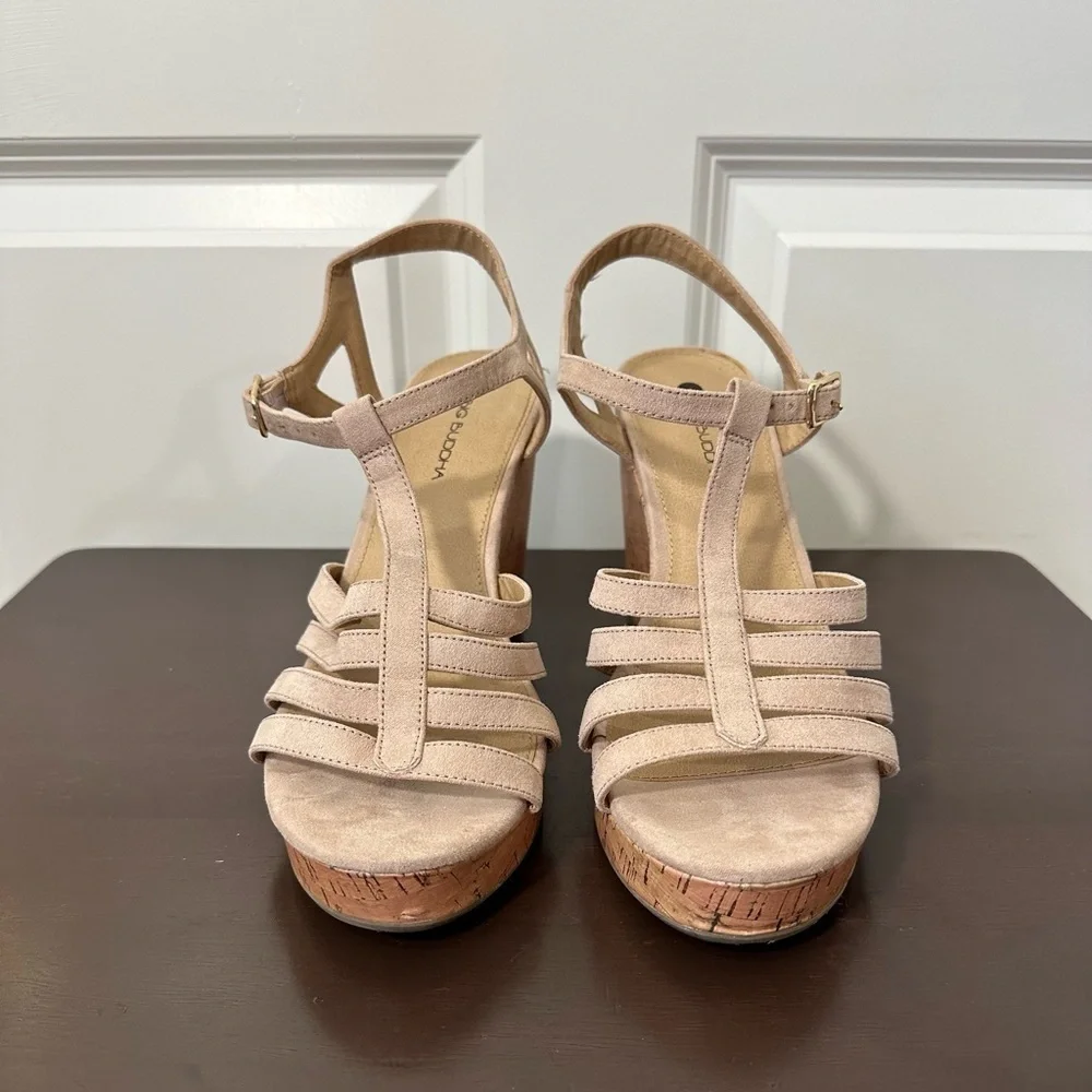 Big Buddha Wedge Strappy Heels Sandals Size 9